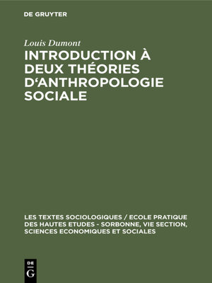 cover image of Introduction à deux théories d'anthropologie sociale